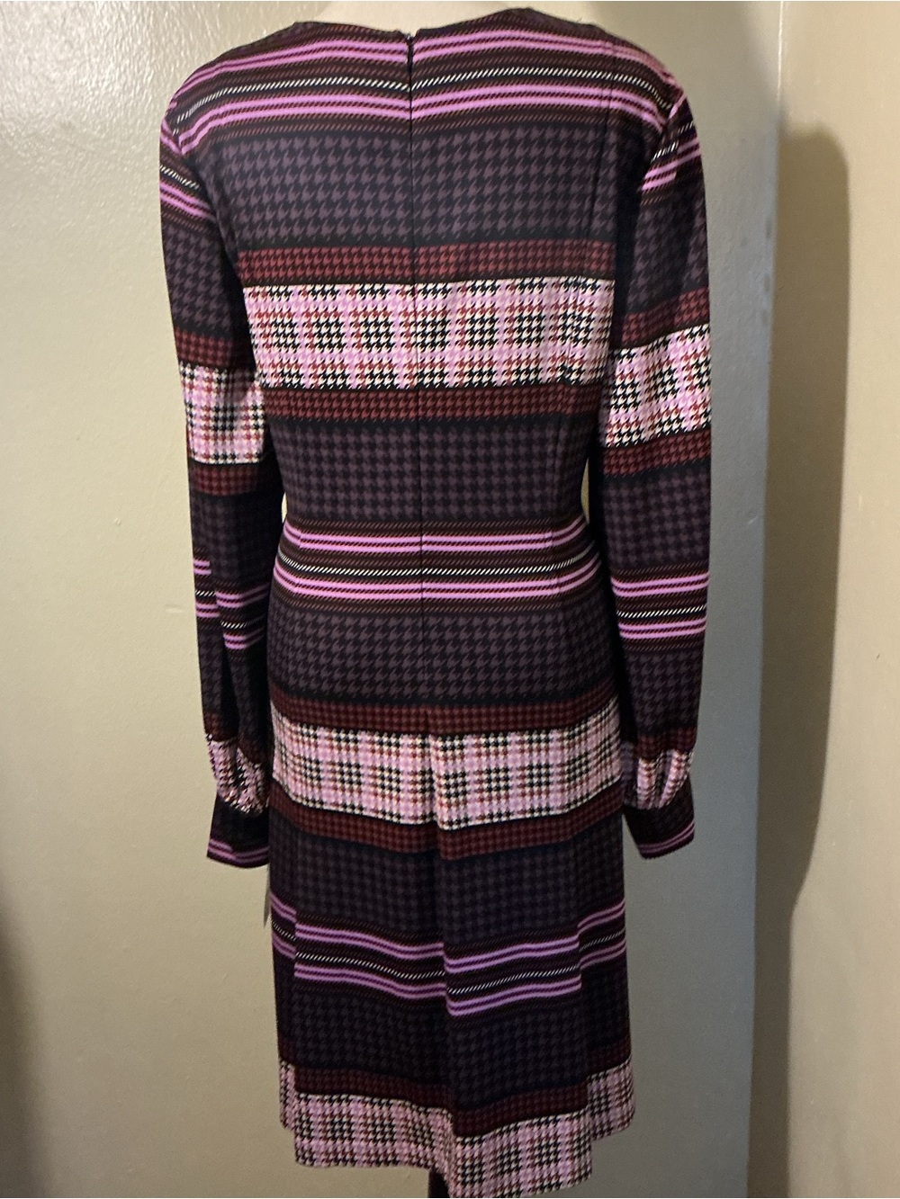 Donna Morgan NWT Size 16 Multicolor Plaid Stripe Long Sleeve Dress - Picture 4 of 11
